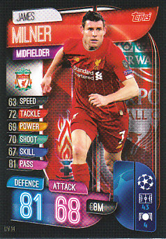 James Milner Liverpool 2019/20 Topps Match Attax CL #LIV14